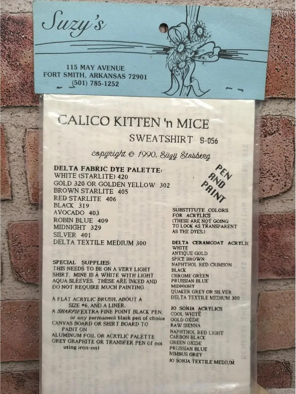 Suzys Full Size Original Painting Pattern Summer Calico Kitten n Mice Sealed New